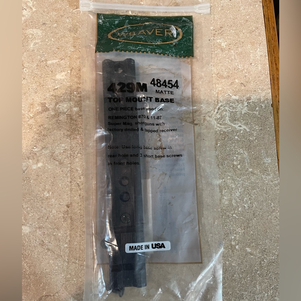 Weaver Base Mount for a Remington model‎ 870 and 11-87 super mag New in Pack